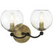 Vantage Kearney Park 2 Light 14 inch Coal and Soft Brass Bath Vanity Wall Light