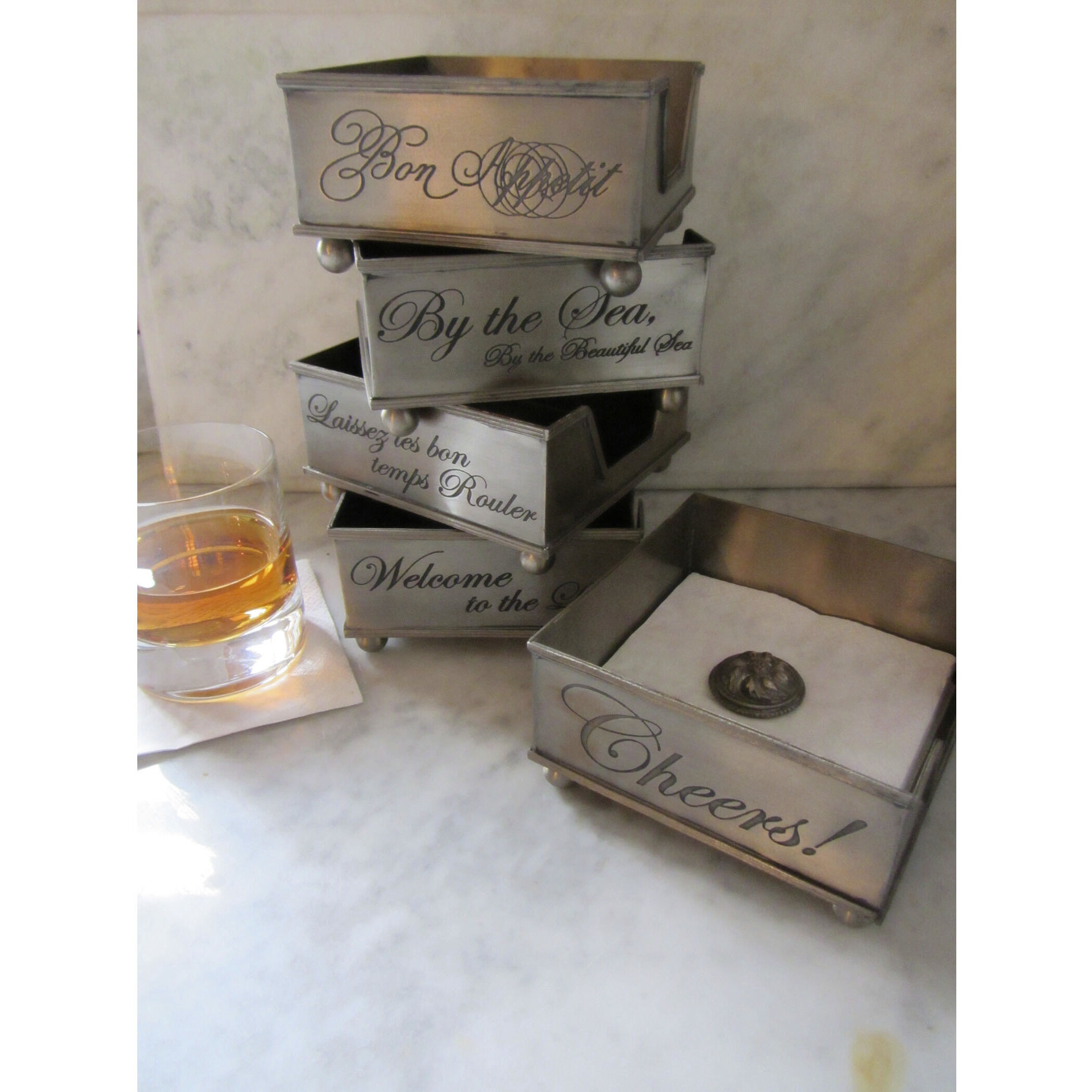 Pewter napkin holder discount