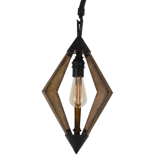Valence 67 inch 60 watt Black and Pine Wood Floor Lamp Portable Light
