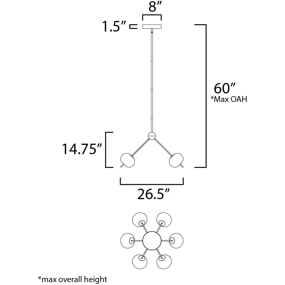 Quest LED 26.5 inch Black and Gold Pendant System Ceiling Light