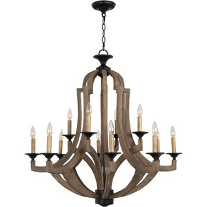 Winton 12 Light 36 inch Weathered Pine Chandelier Ceiling Light