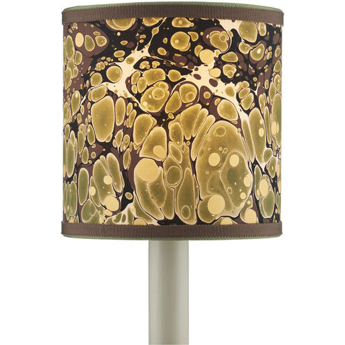 Marble Paper Green and Chocolate with Mustard Drum Chandelier Shade