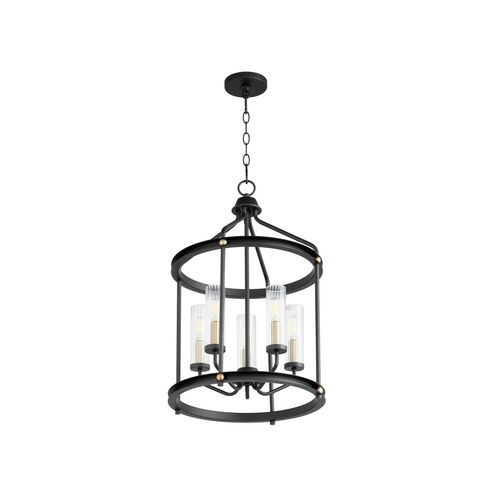 Empire 5 Light 16 inch Noir with Aged Brass Entry Pendant Ceiling Light