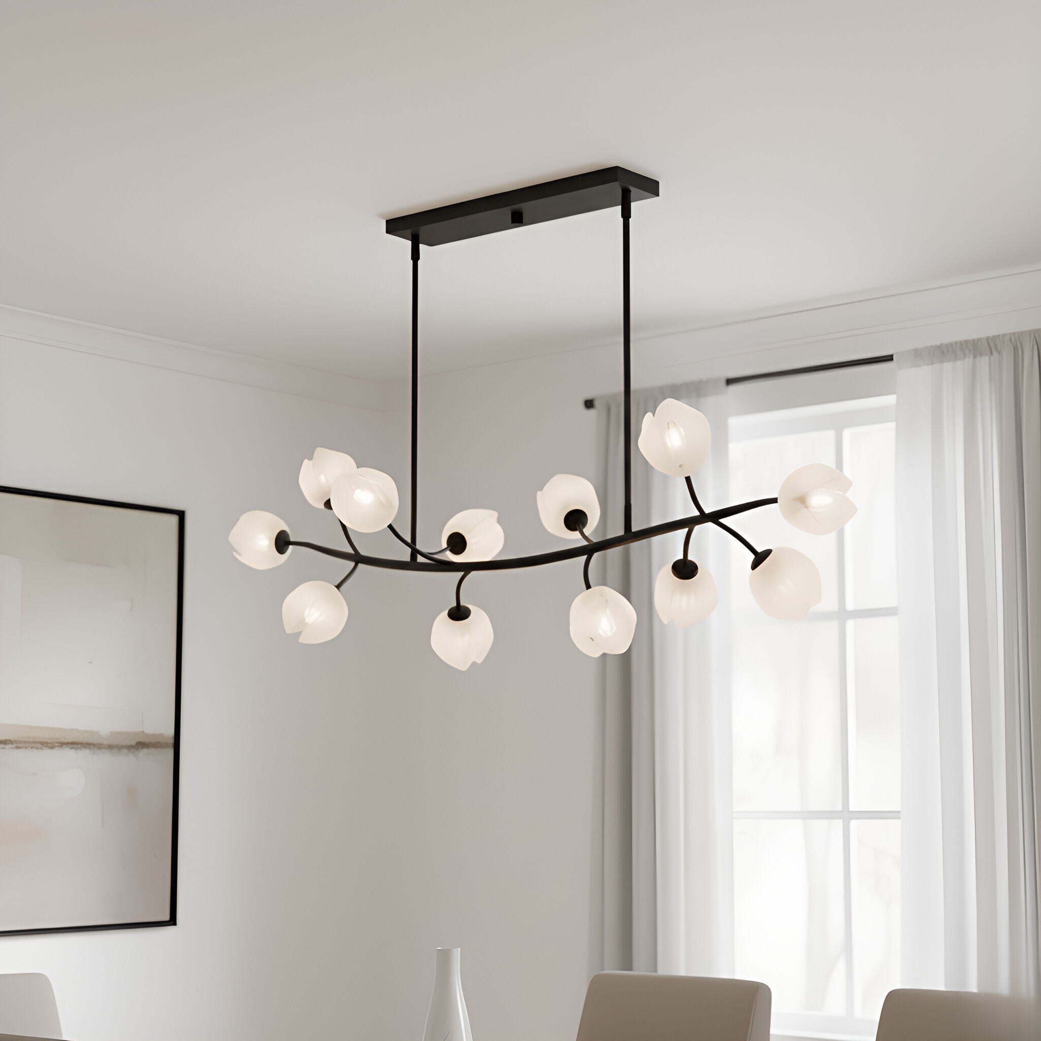 Walker 10 Light 48.5 inch Matte Black Island Light Ceiling Light