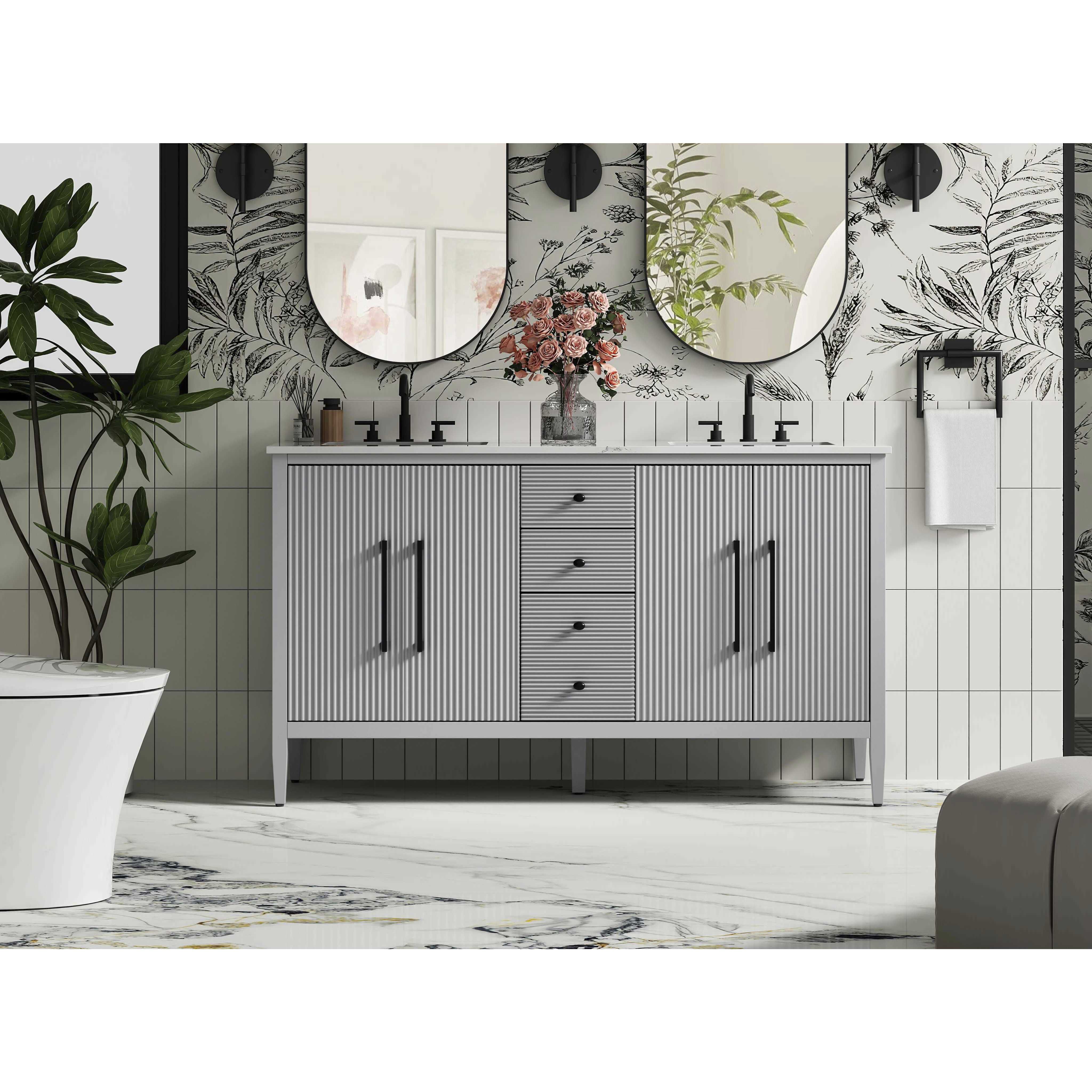 Blakely 60 X 34 inch Grey Bathroom Vanity Cabinet