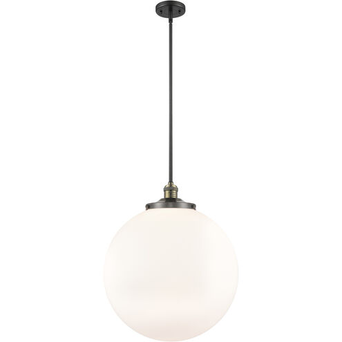 Franklin Restoration Beacon 1 Light 18 inch Black Antique Brass Pendant Ceiling Light in Incandescent, Matte White