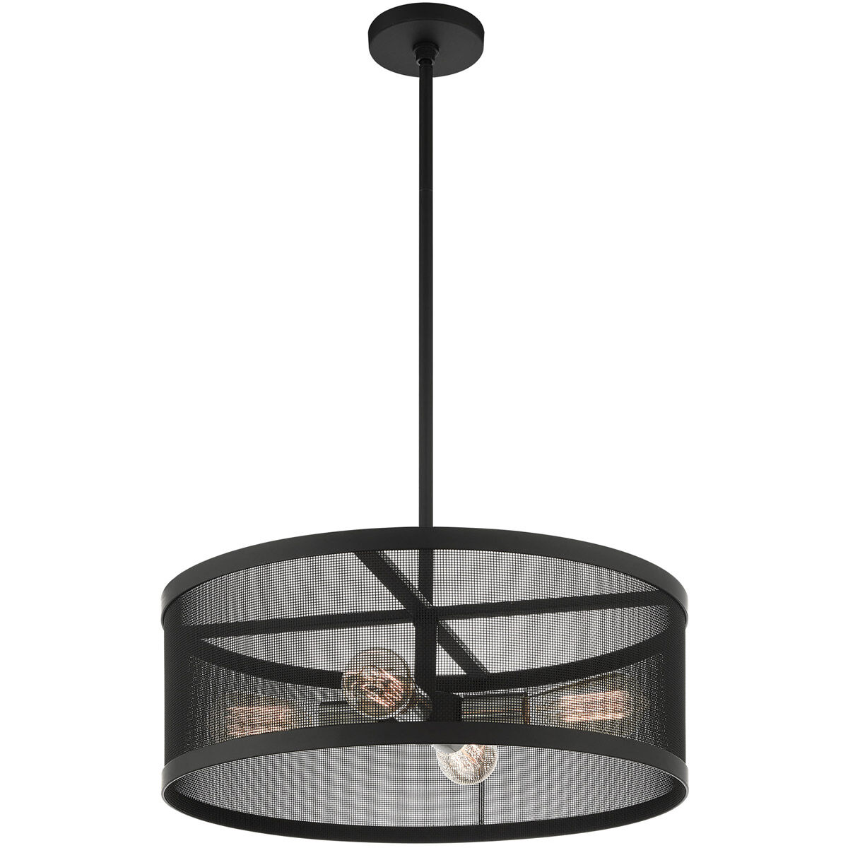 Industro 4 Light 20 inch Black with Brushed Nickel Accents Chandelier Ceiling Light