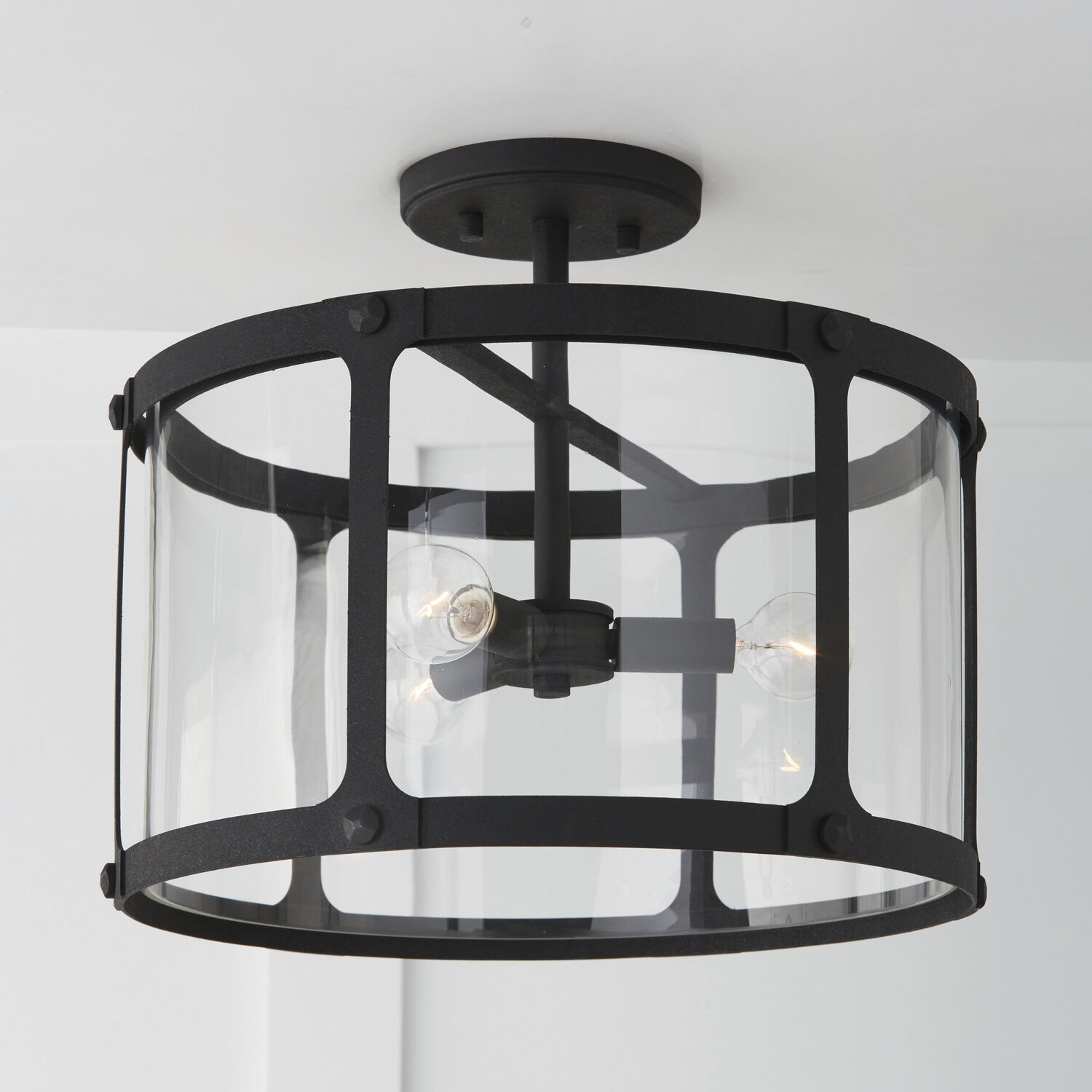 Capital Lighting Brennen 3 Light Semi Flush Mount in Black Iron