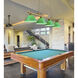 Cordon 4 Light 81.25 inch Rubbed Brass Billiard Ceiling Light in Green Plastic