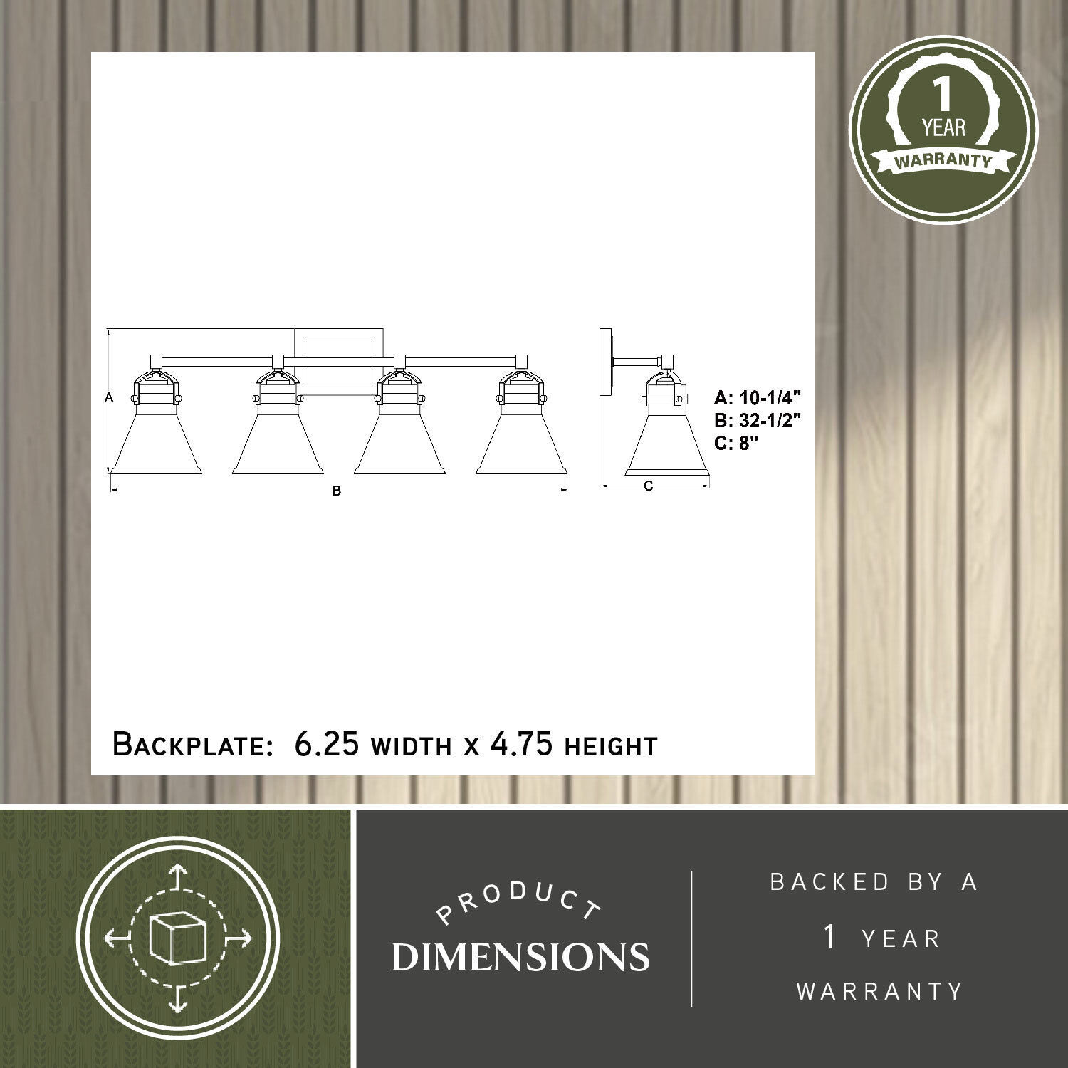 Mason LED 32.5 inch Charcoal Black Bathroom Light Wall Light in 4