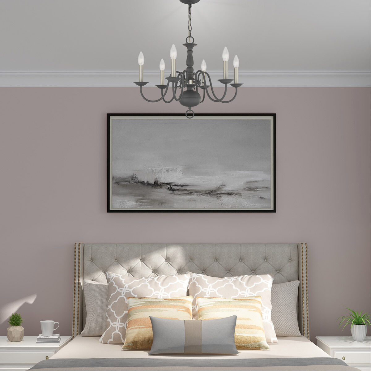Williamsburgh 6 Light 24 inch Scandinavian Gray Chandelier Ceiling Light