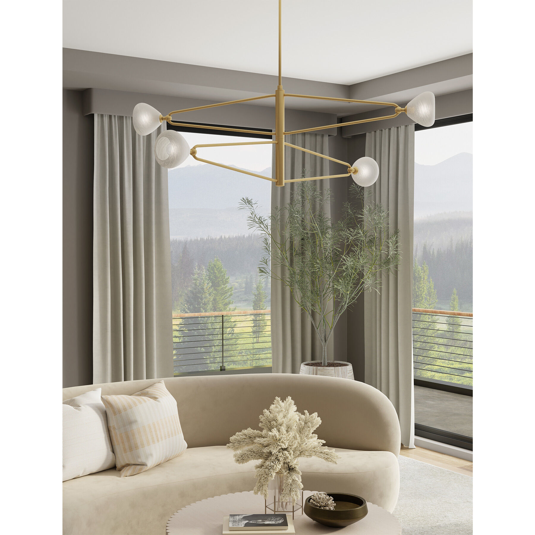 Orion 4 Light 53 inch Legacy Brass Chandelier Ceiling Light