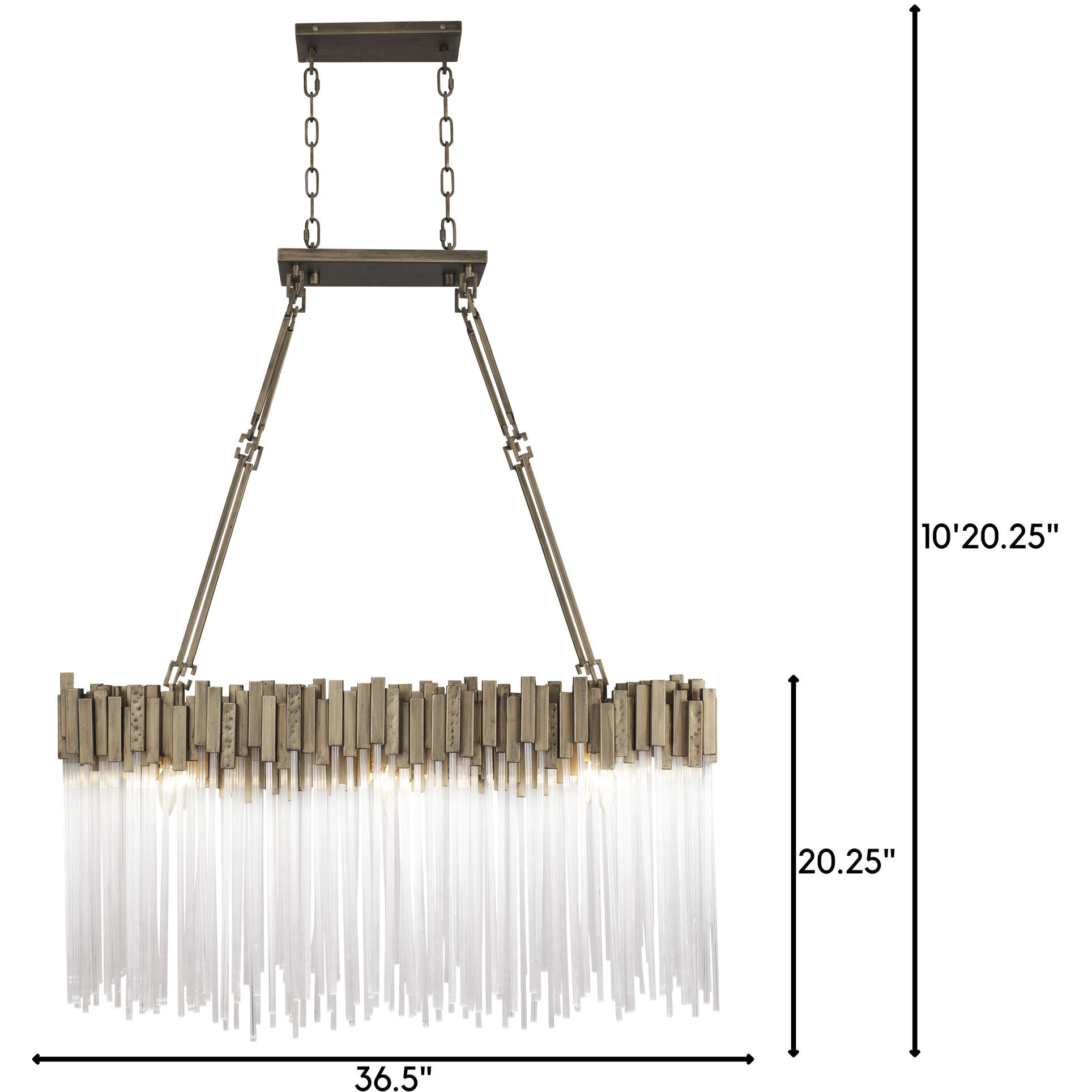 Matrix 6 Light 36.5 inch Matte Black and French Gold Linear Pendant Ceiling Light