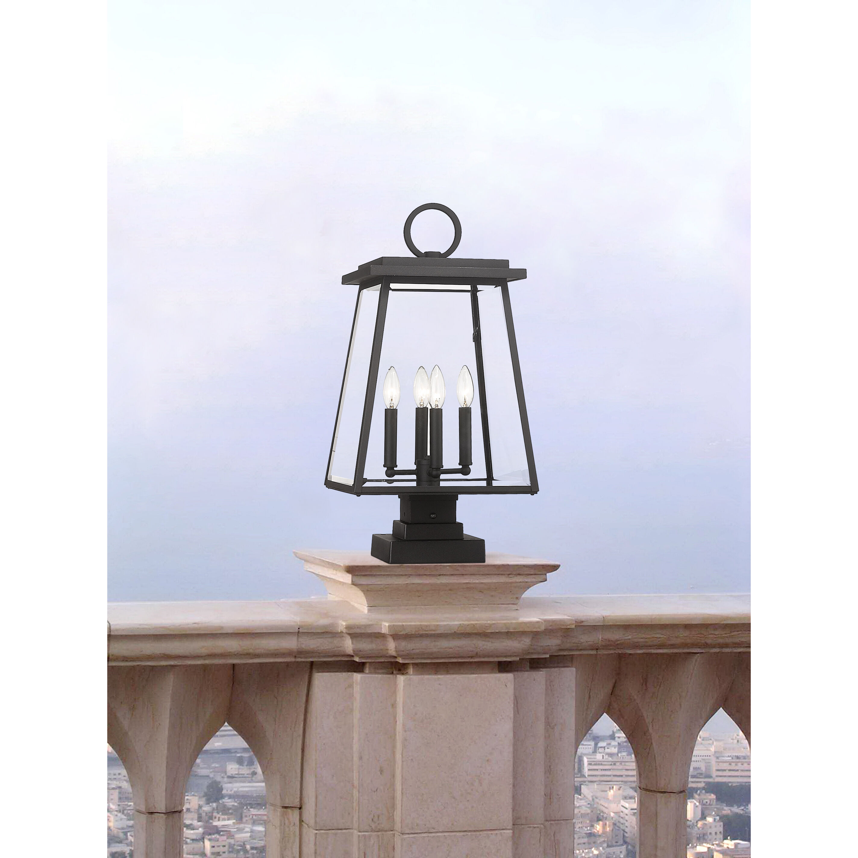 Broughton 4 Light 24.25 inch Black Outdoor Pier Mounted Fixture