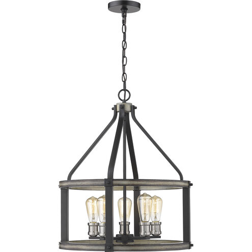 Kirkland 5 Light 20 inch Ashen Barnboard Chandelier Ceiling Light