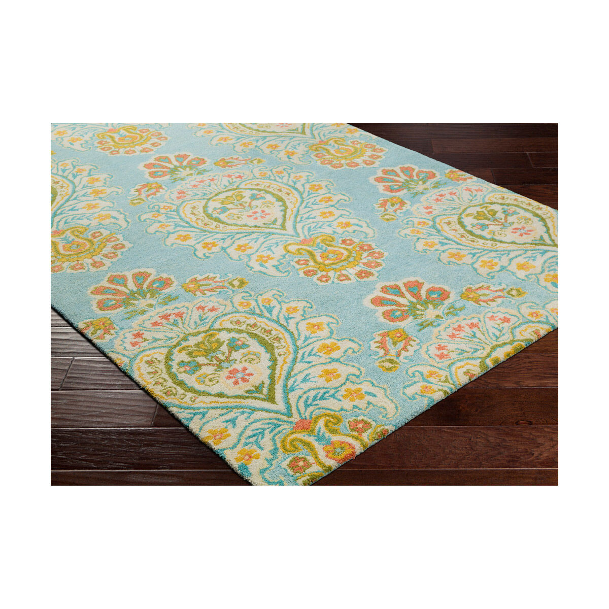 Technicolor 90 X 60 inch Aqua/Teal/Bright Yellow/Coral/Dark Green/Butter Rugs, Rectangle