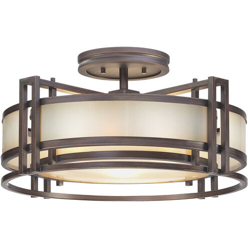 Underscore 3 Light 22 inch Cimmaron Bronze Semi Flush Ceiling Light