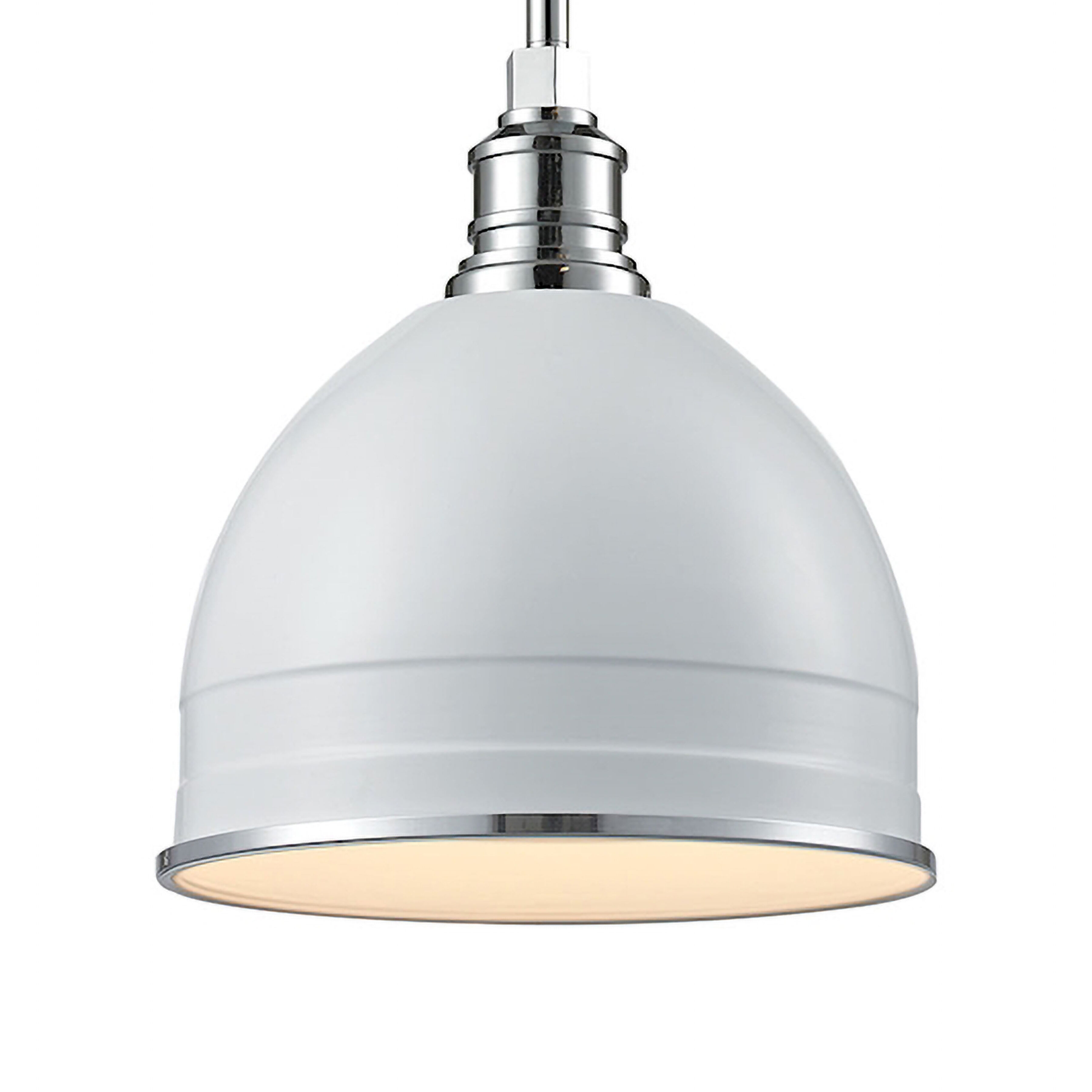 Carolton 1 Light 13 inch Gloss White with Chrome Pendant Ceiling Light