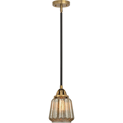 Nouveau 2 Chatham LED 6 inch Black Antique Brass and Matte Black Mini Pendant Ceiling Light in Mercury Glass