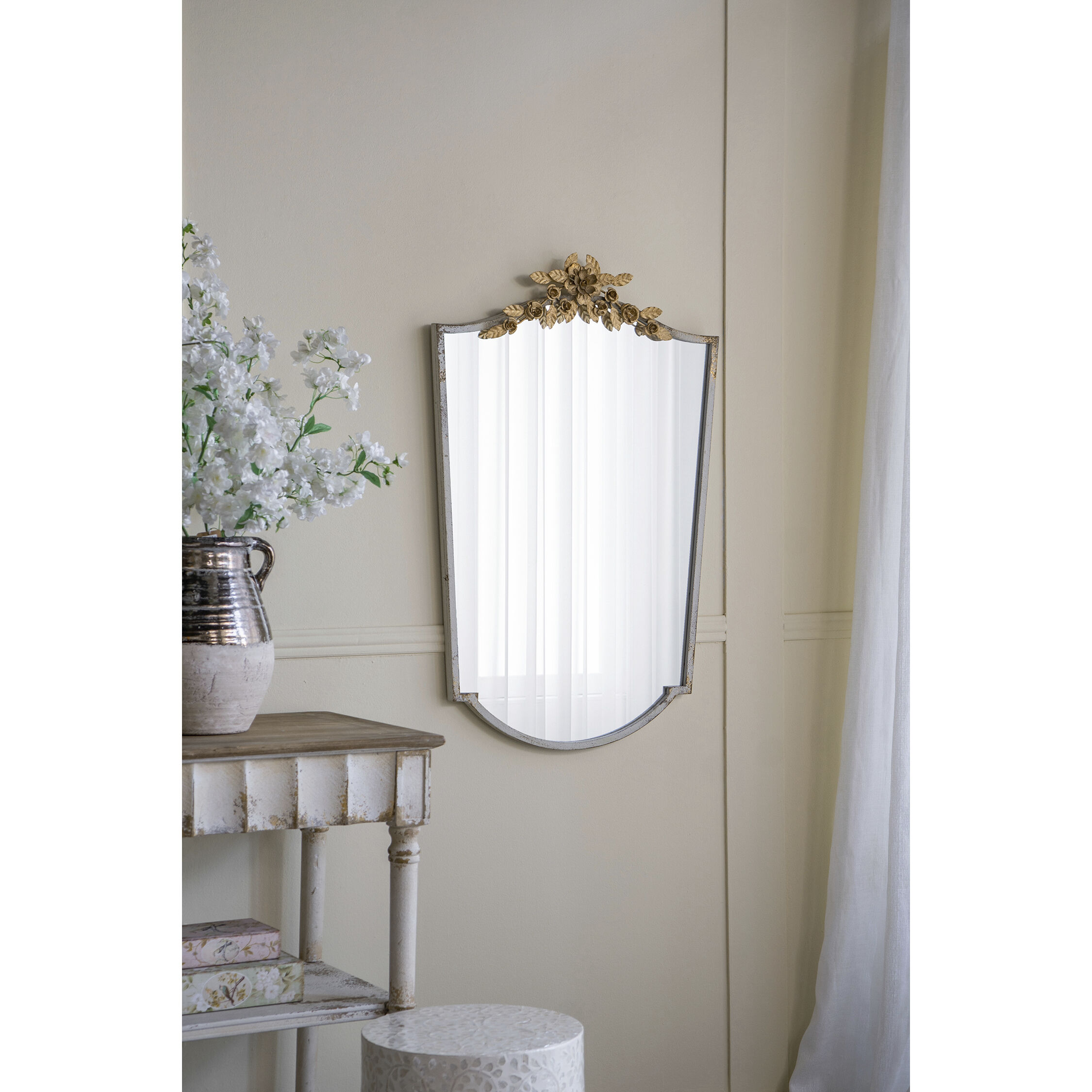 Anita 37.4 X 24 inch Distressed Ivory/Gold Wall Mirror