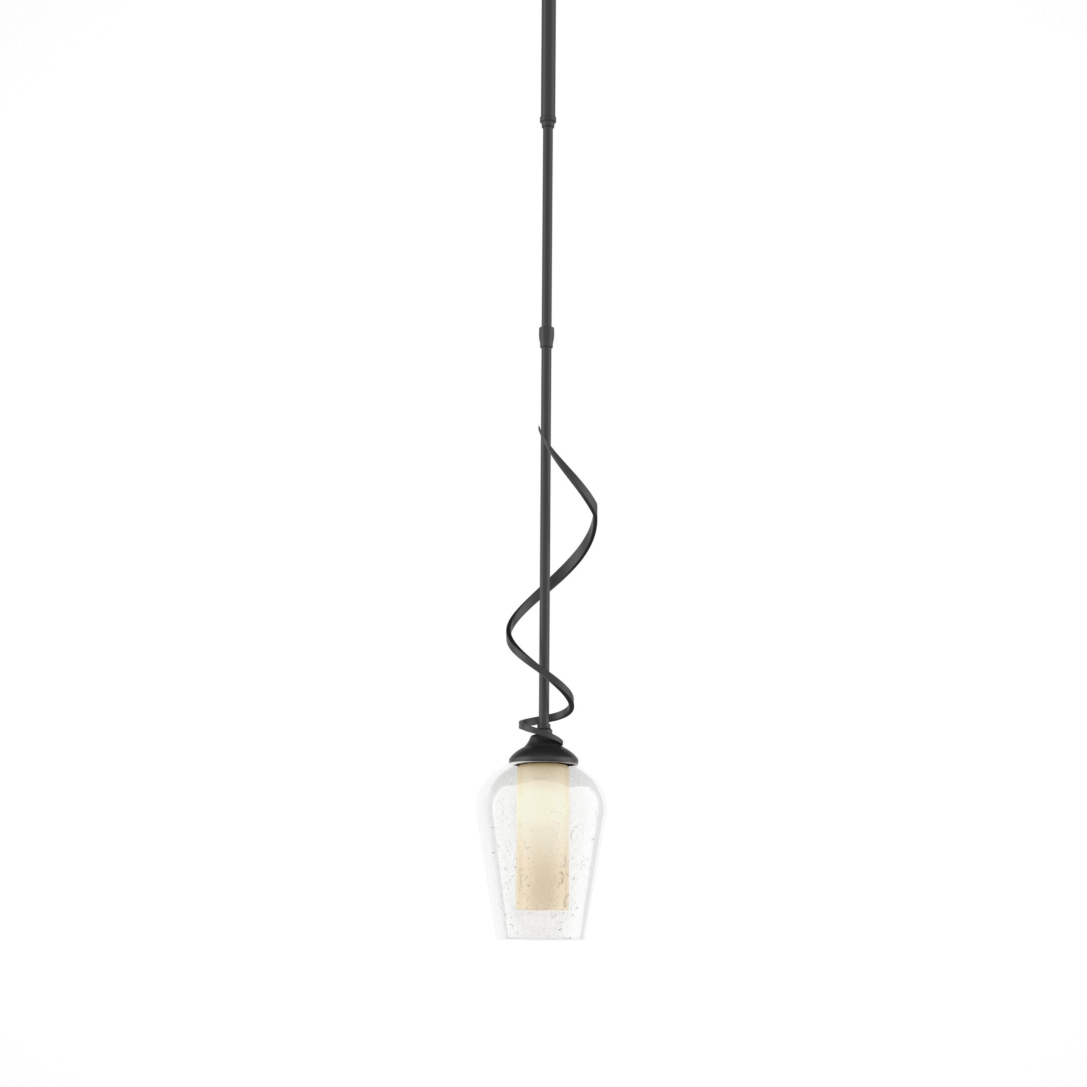 Flora 1 Light 3.9 inch Black Mini Pendant Ceiling Light in Seeded with Opal, Down Light