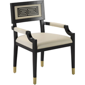 Artemis Caviar Black/Brushed Brass/Milk Leather Dining Chair, Barry Goralnick Collection