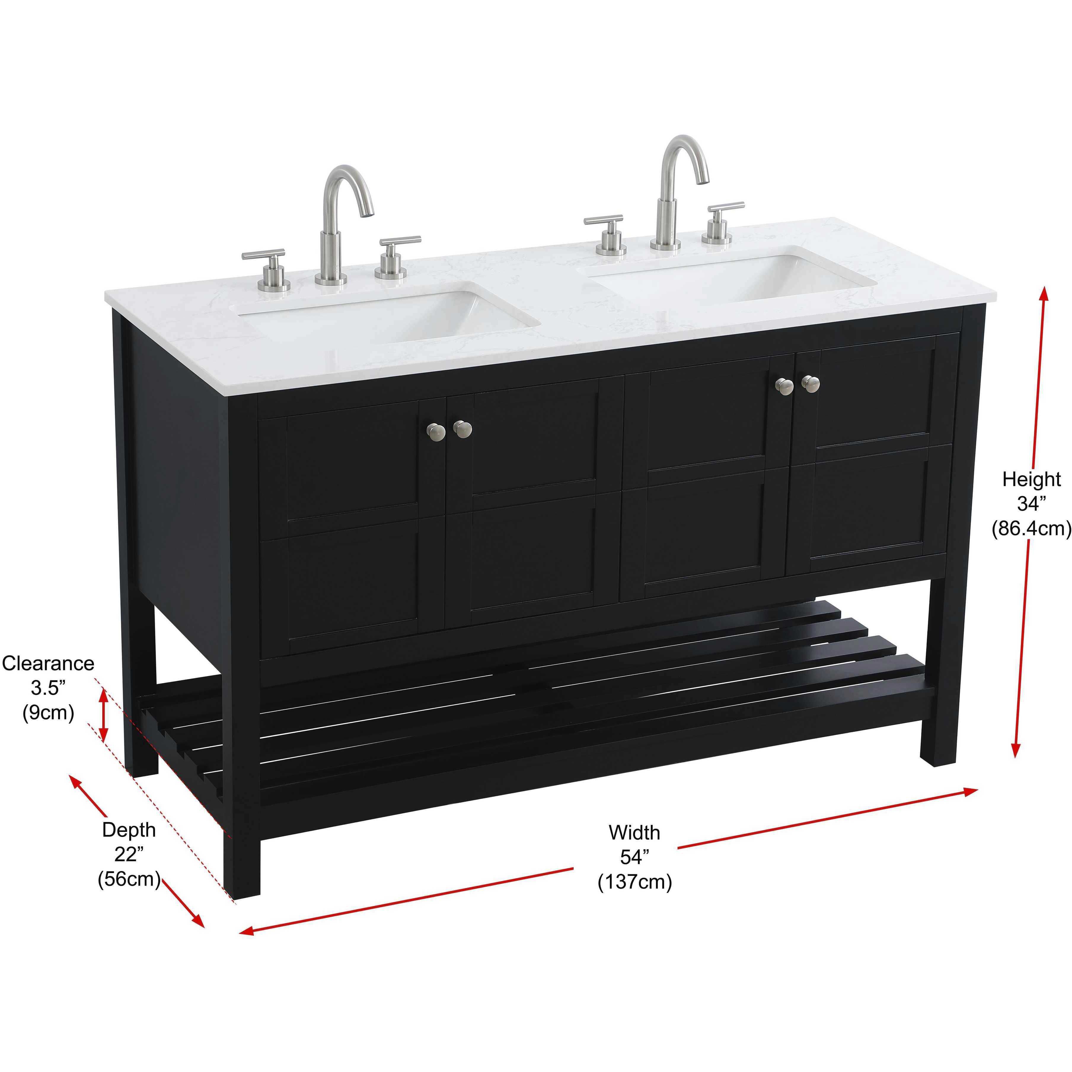 Theo 54 X 34 inch Black Bathroom Vanity Cabinet