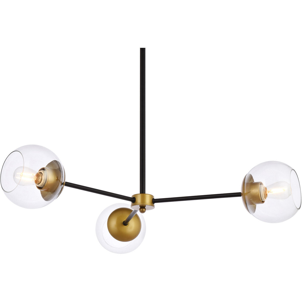 Briggs 3 Light 32 inch Black and Brass Pendant Ceiling Light