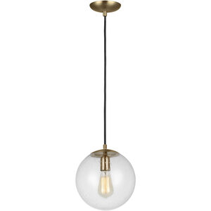 Leo - Hanging Globe 1 Light 10 inch Satin Brass Pendant Ceiling Light
