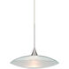 Spazio LED Satin Nickel Cord Pendant Ceiling Light in Clear/Frost Spazio Glass