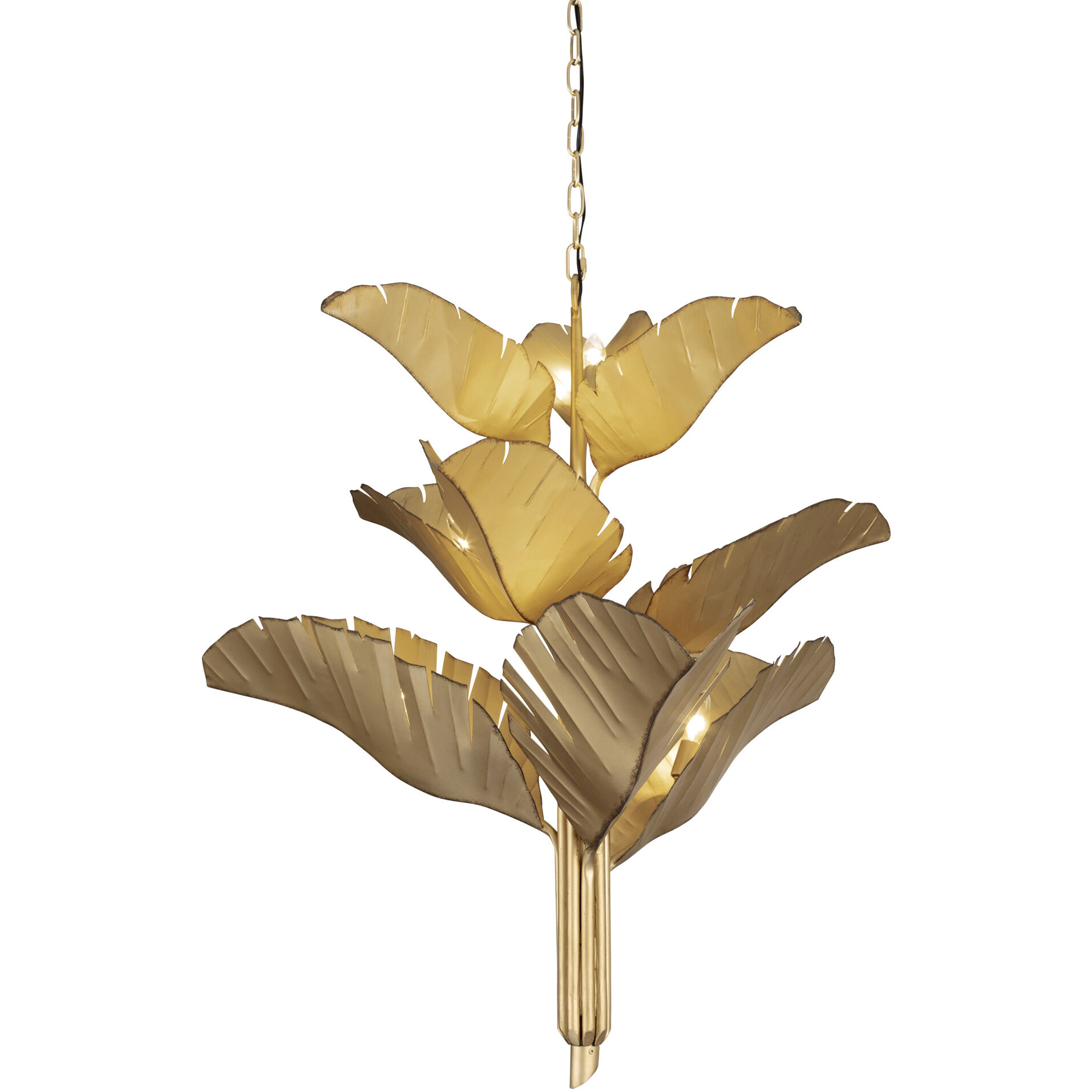 Banana Leaf 9 Light 35 inch Gold Chandelier Ceiling Light