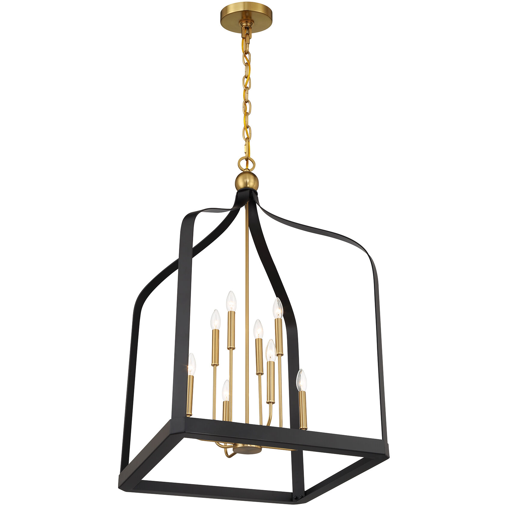 Sheffield 8 Light 23.5 inch Black with Warm Brass Accents Pendant Ceiling Light