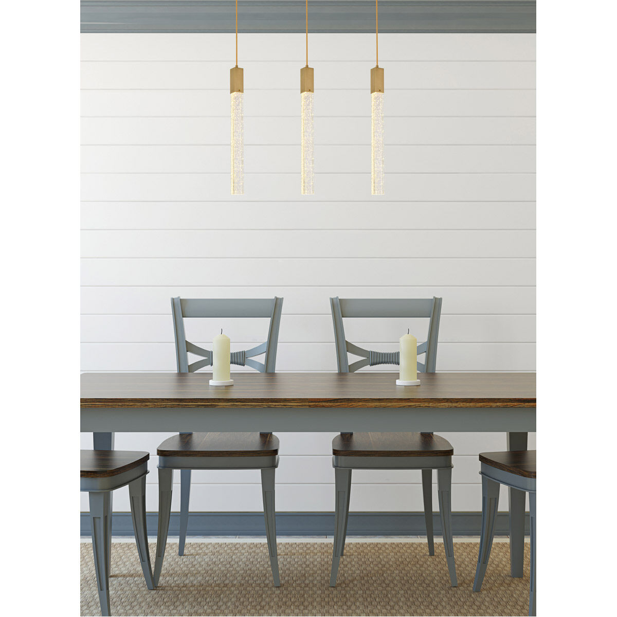 Weston 3 Light 32 inch Satin Gold Pendant Ceiling Light