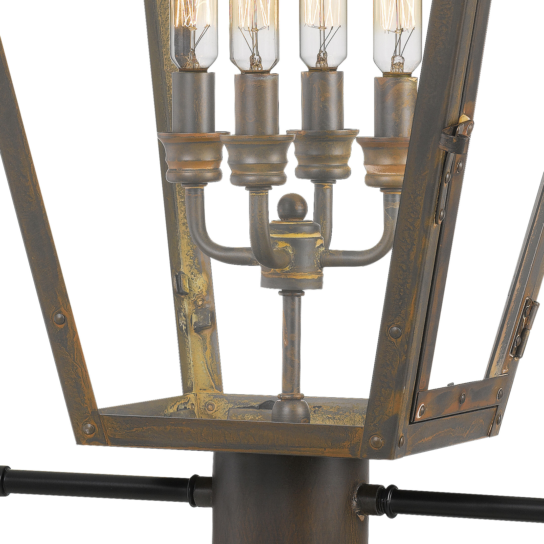 Rue De Royal 4 Light 26 inch Industrial Bronze Outdoor Post Lantern