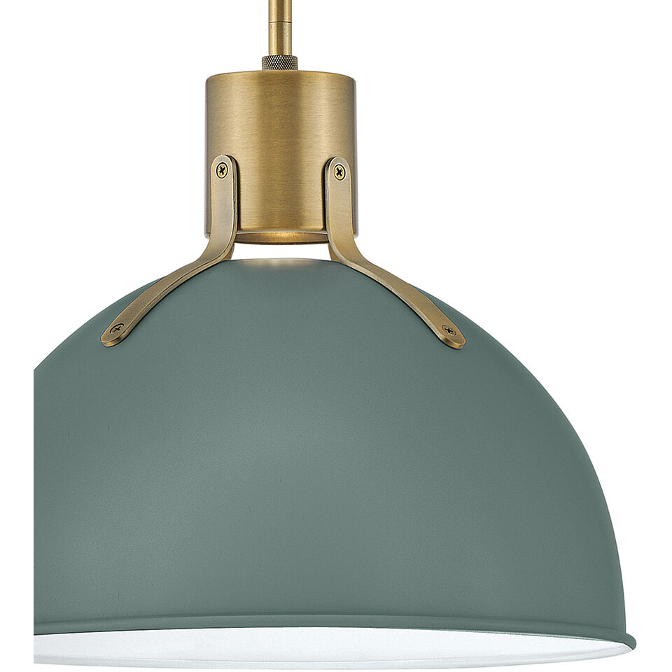 Argo LED 14 inch Sage Green with Lacquered Brass Indoor Pendant Ceiling Light