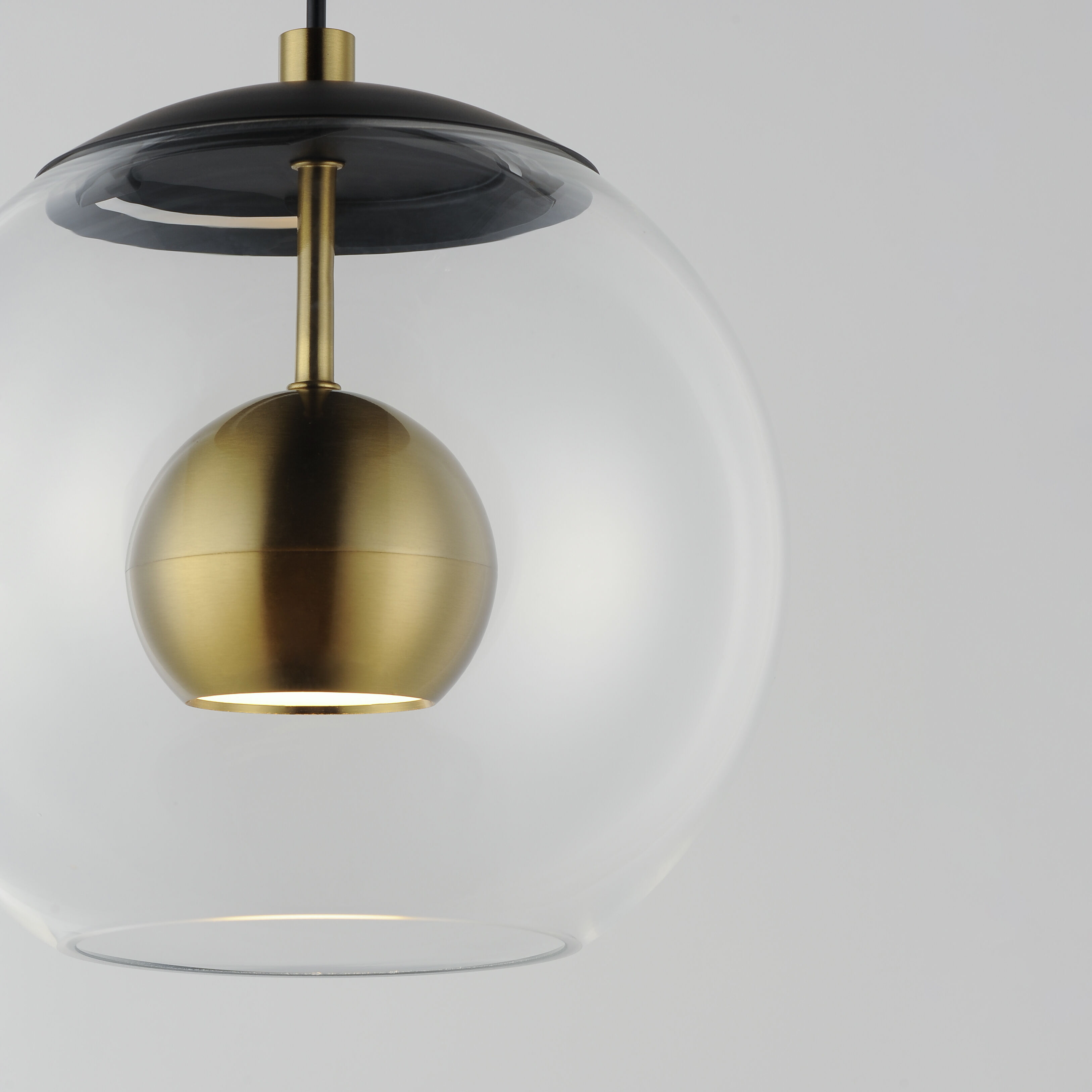 Nucleus LED 11 inch Black and Natural Aged Brass Single Pendant Ceiling Light