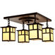 Mission 4 Light 16.88 inch Rustic Brown Flush Mount Ceiling Light in Tan, T-Bar Overlay