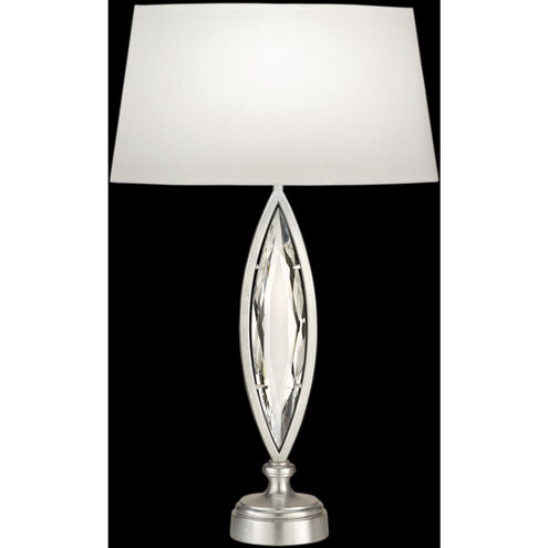 Marquise 29 inch 100 watt Silver Table Lamp Portable Light in Laminated White Fabric