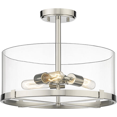 Callista 3 Light 16.5 inch Polished Nickel Semi Flush Mount Ceiling Light
