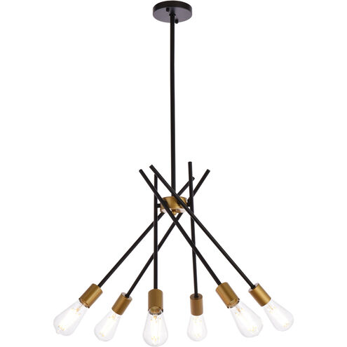 Lucca 6 Light 23 inch Black and Brass Pendant Ceiling Light