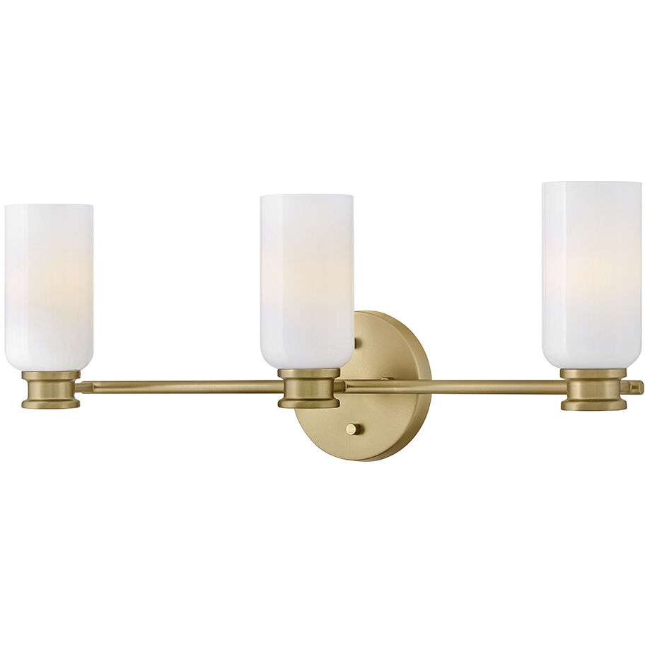Naomi 3 Light 24 inch Lacquered Brass Bath Light Wall Light in Cased Opal