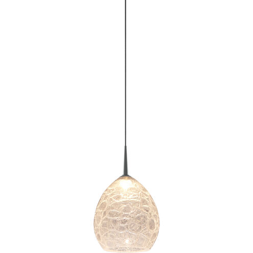 Vibe LED 5.5 inch Matte Chrome Small Pendant Ceiling Light in Ice Glass