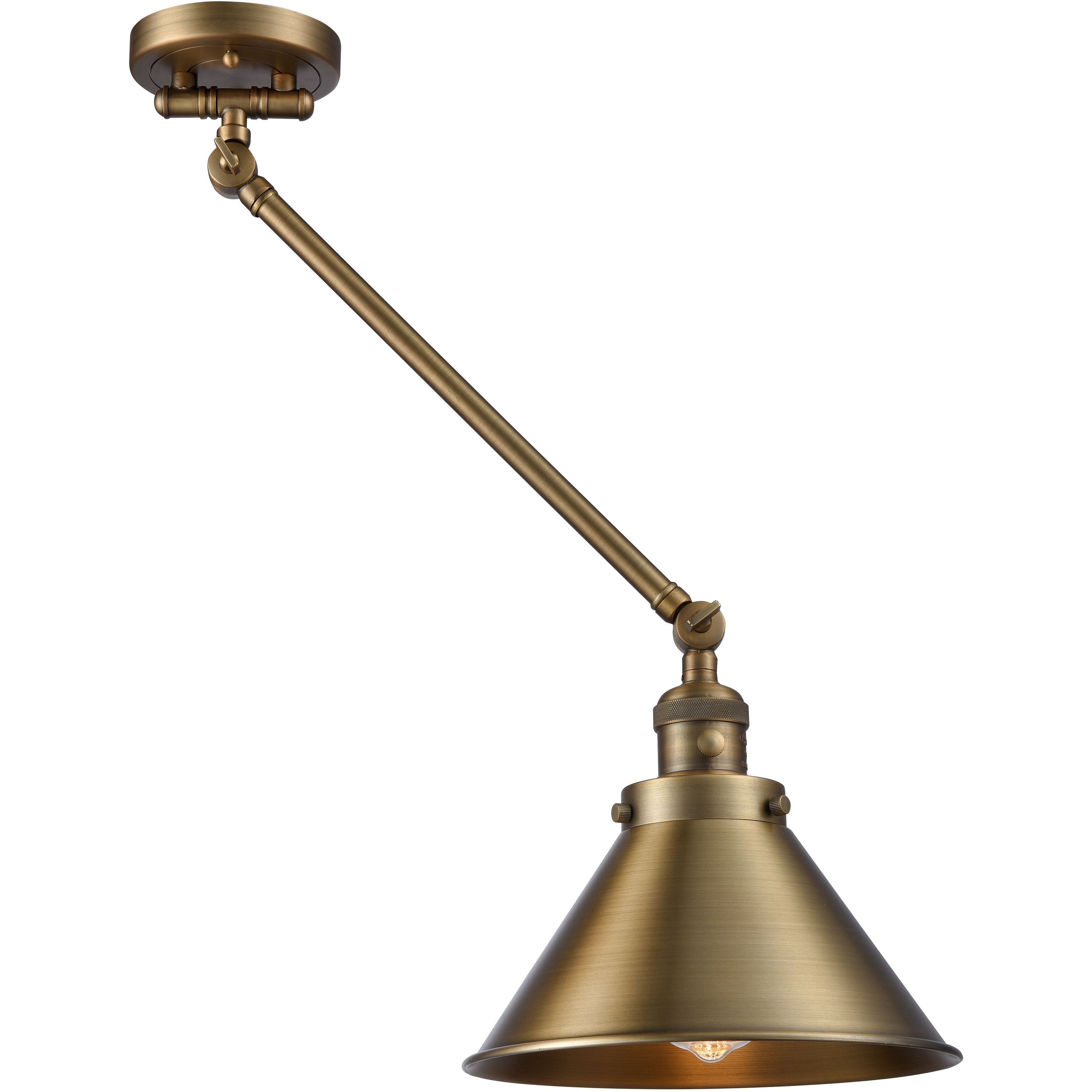 Briarcliff 21 inch 100 watt Brushed Brass Swing Arm Wall Light, Franklin Restoration
