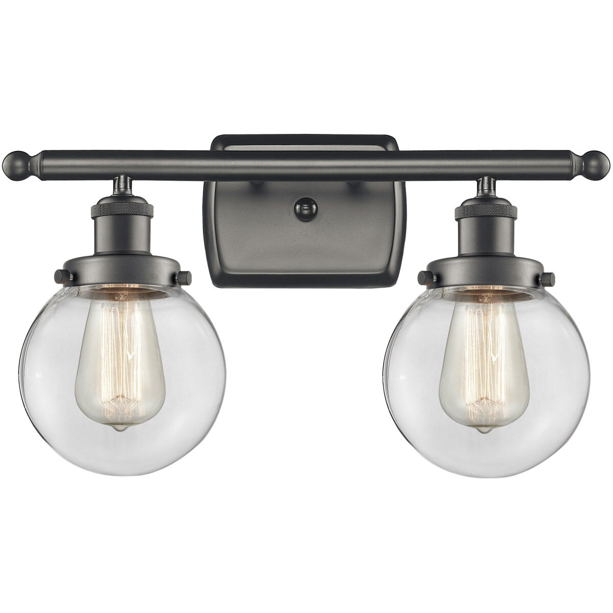 Ballston Beacon 2 Light 16 inch Oil Rubbed Bronze Bath Vanity Light Wall Light in Clear Glass, Ballston