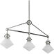 Rycroft 3 Light 43 inch Polished Nickel/White Linear Chandelier Ceiling Light, Rectangular