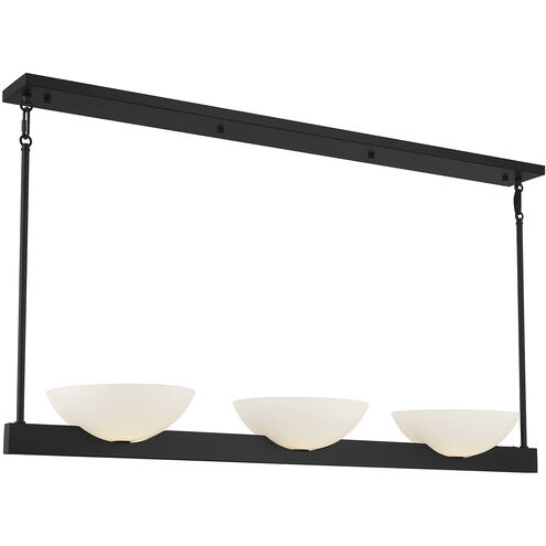 Fallon 3 Light 45 inch Matte Black Linear Chandelier Ceiling Light, Essentials