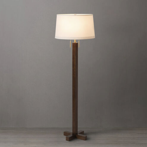 Swiss Cross 60 inch 23.00 watt Dark Walnut and Weathered Brass Floor Lamp Portable Light