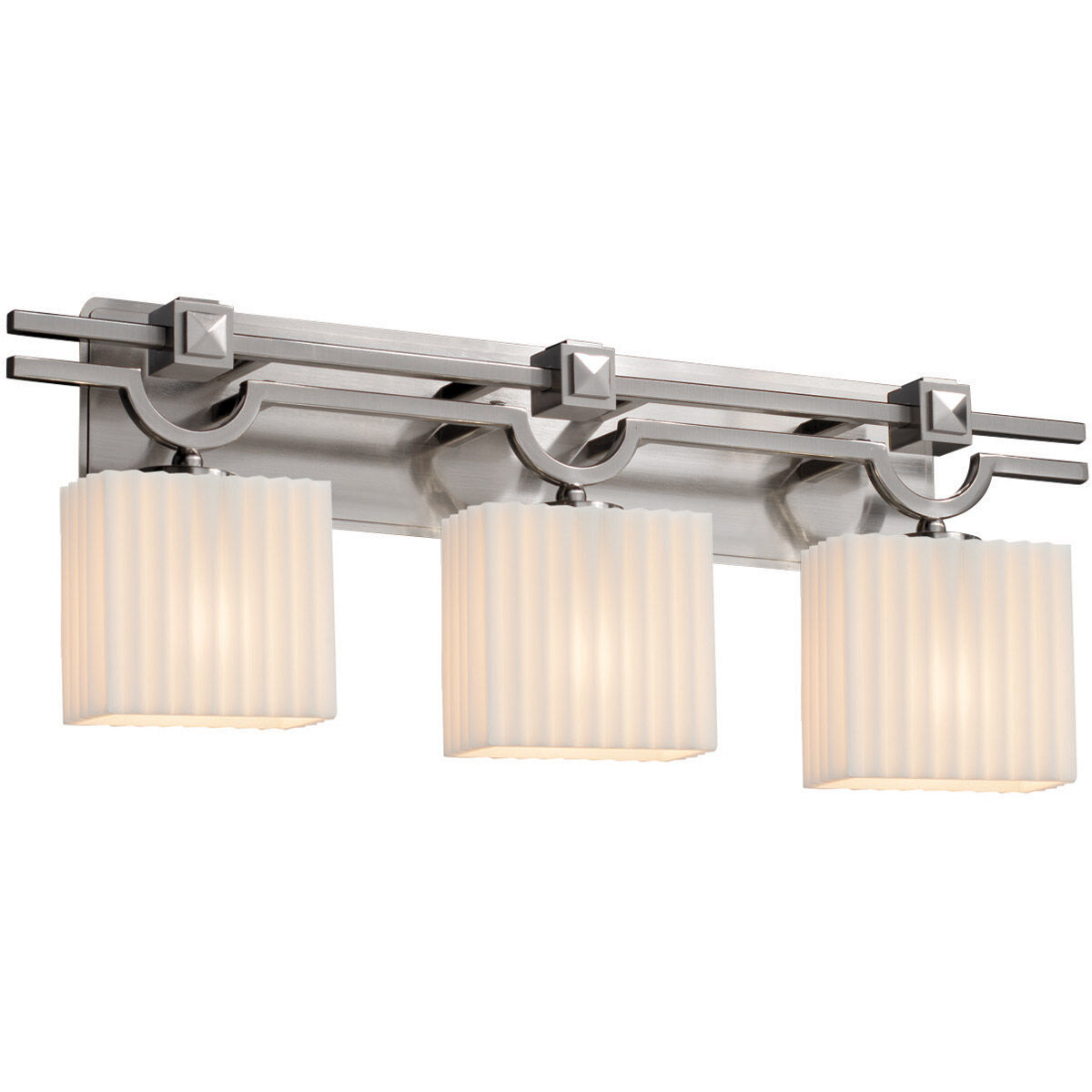 Porcelina 3 Light 29 inch Brushed Nickel Vanity Light Wall Light in Waterfall, Incandescent