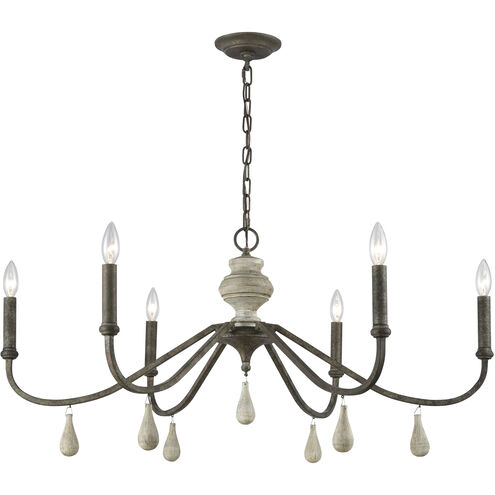 French Connection 6 Light 38 inch Malted Rust with Aged Cream Chandelier Ceiling Light