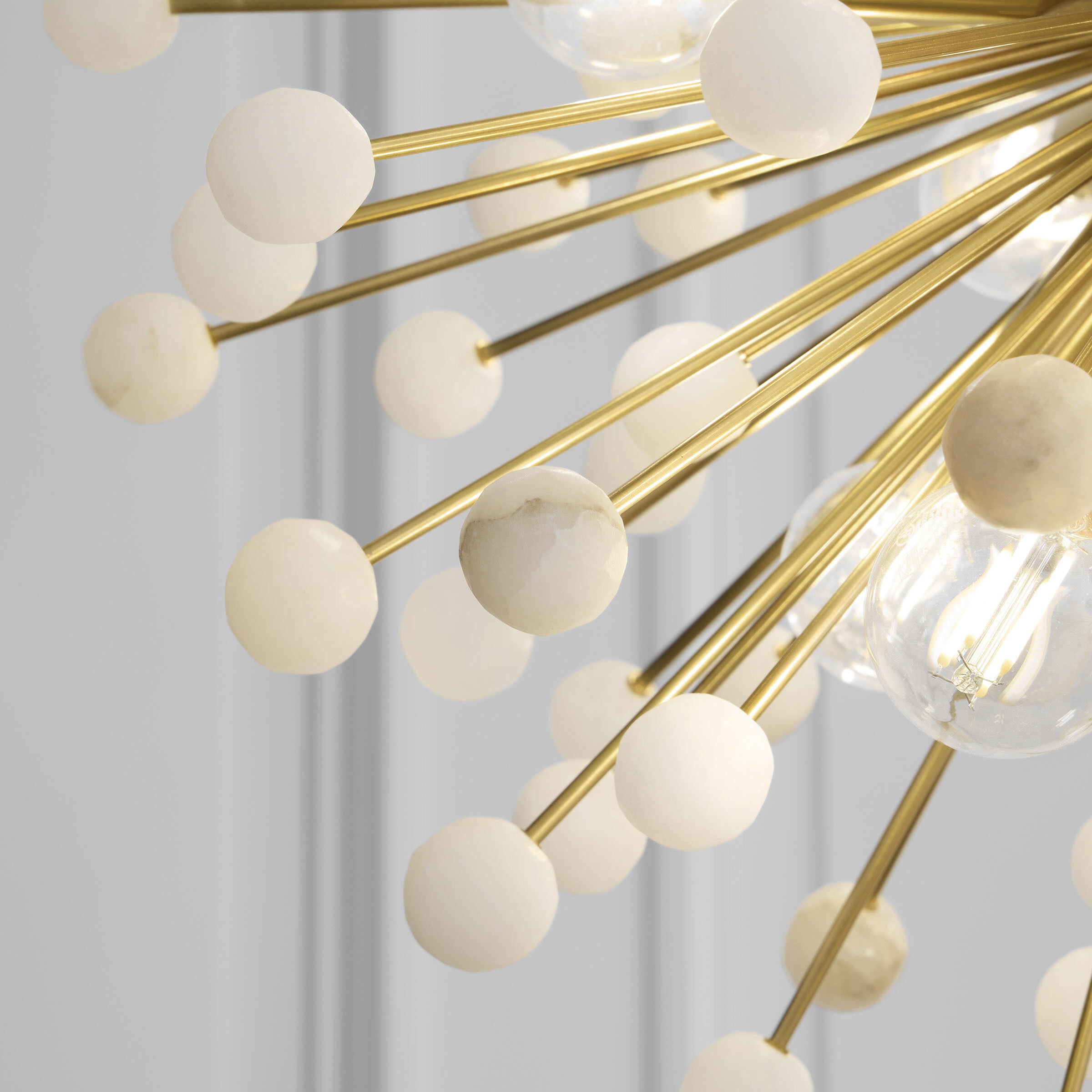 Suzanne Kasler Lys LED 21.25 inch Hand-Rubbed Antique Brass and Alabaster Chandelier Ceiling Light